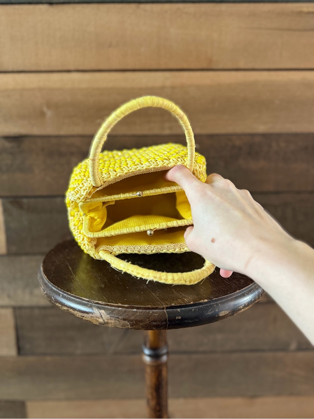 Vintage Yellow Beaded Raffia Handbag Made In Italy Barbra Lee Purse - Picture 6 of 11